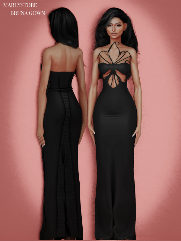 Alpha BRUNA GOWN by simsfinds - The Sims 4 Custom Content
