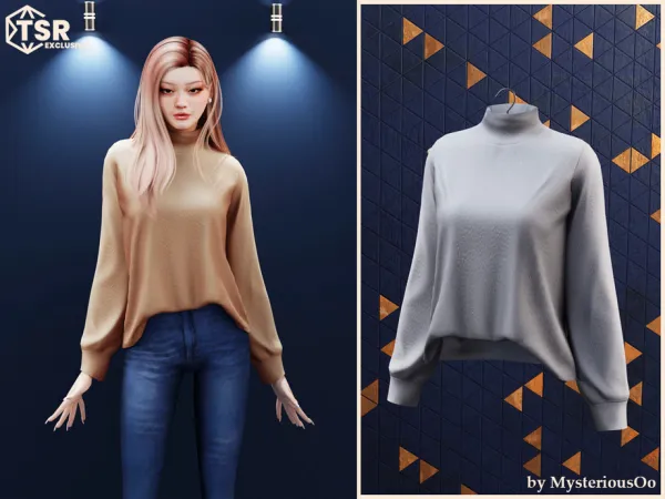 Alpha Wide neck tucked in sweater by MysteriousOo - The Sims 4 Custom Content