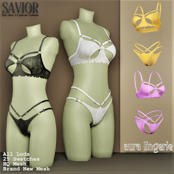 Alpha Svr_Aura Two Models of Lace Lingerie by saviorts4 - The Sims 4 Custom Content