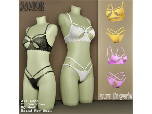 Sims 4 Svr_Aura, Two Models of Lace Lingerie