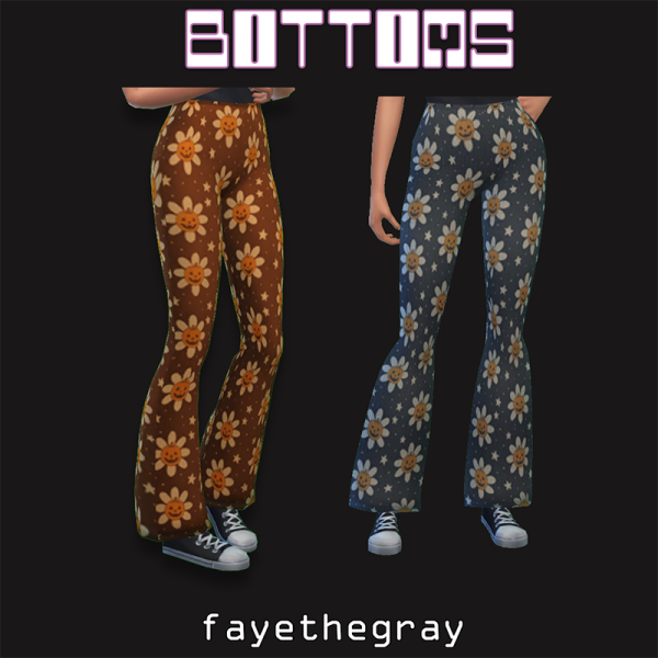 Maxis Match Pumpkin Flower Bell Bottoms by simsfinds - The Sims 4 Custom Content