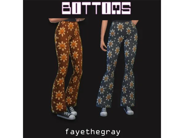 Maxis Match Pumpkin Flower Bell Bottoms by fayethegray - The Sims 4 Custom Content