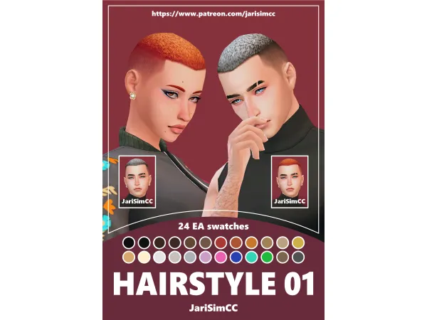 Sims 4 JariSimCC Hairstyle 01 Drake