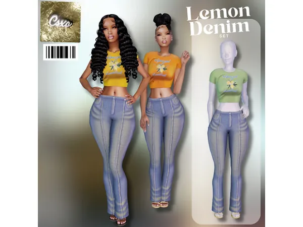 Alpha Lemon Denim Set by cecesimsxo - The Sims 4 Custom Content