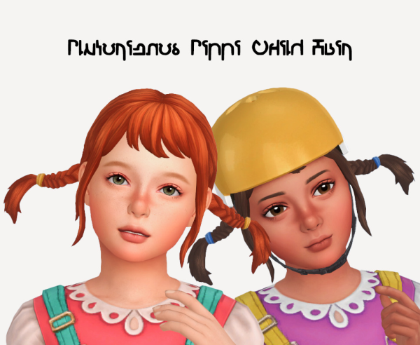 Maxis Match Plutorienos Pippi Longstocking Child Hair by simsfinds - The Sims 4 Custom Content