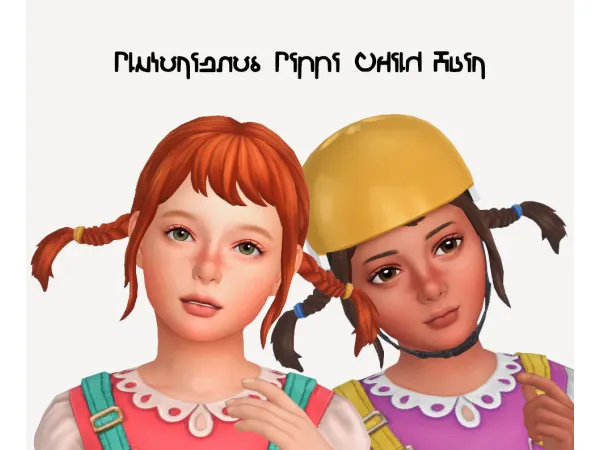 Maxis Match Plutorienos Pippi Longstocking Child Hair - The Sims 4 Custom Content