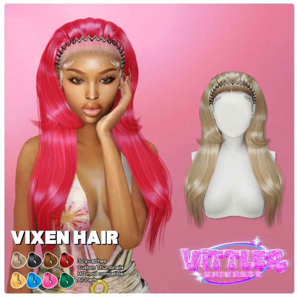 Alpha Vixen Female Hair by simsfinds - The Sims 4 Custom Content