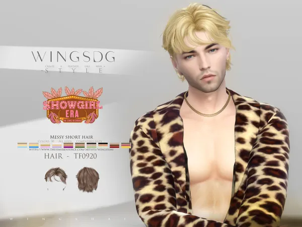 Alpha WINGS TF0920 Messy short hair by wingssims - The Sims 4 Custom Content