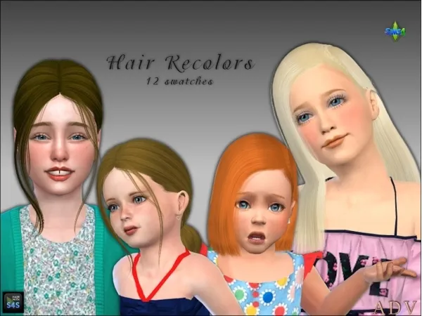 Maxis Match Recolors for kids and toddler hair - The Sims 4 Custom Content