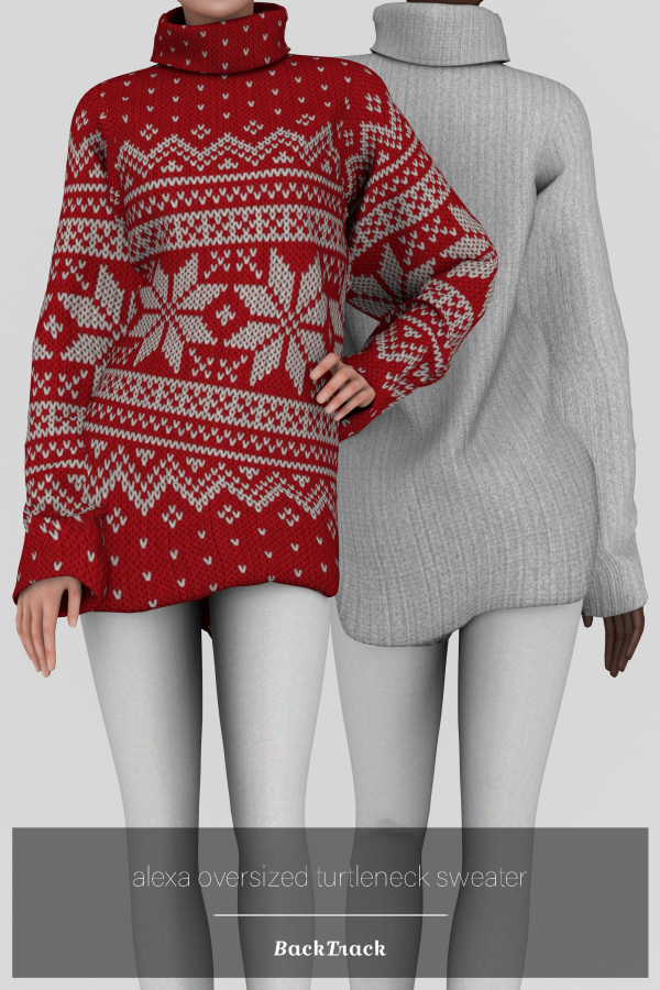Alpha Alexa Oversized Turtleneck Sweater by simsfinds - The Sims 4 Custom Content