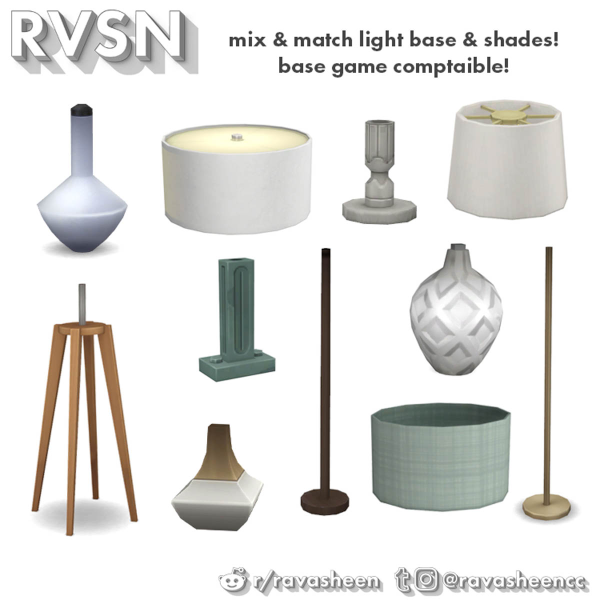 Maxis Match RAVSHEEN GLOW WITH THE FLOW MIX N MATCH LAMPS by simsfinds - The Sims 4 Custom Content