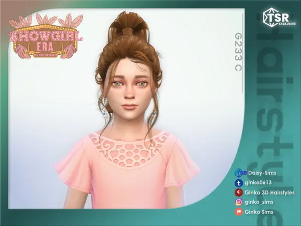 Alpha SHOWGIRL ERA High Ponytail Hair for Children Ginko 233C Sims by Daisy - The Sims 4 Custom Content