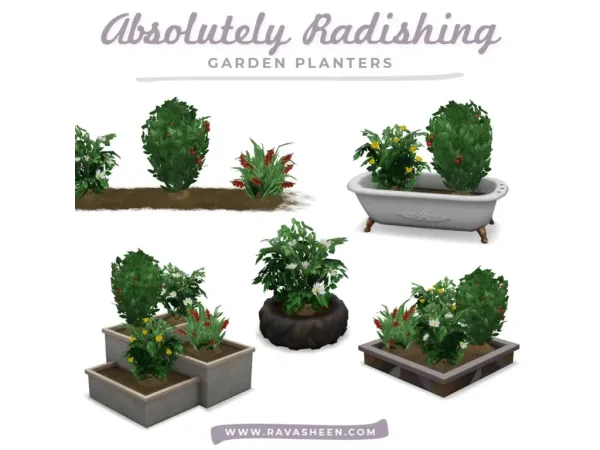 Maxis Match RAVASHEEN ABSOLUTELY RADISHING GARDEN PLANTERS - The Sims 4 Custom Content