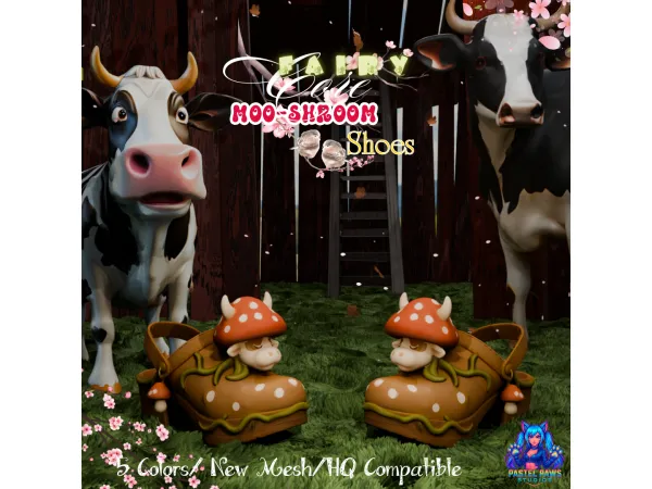 Alpha Fairy Core Moo Shroom Shoes by PastelPaws - The Sims 4 Custom Content