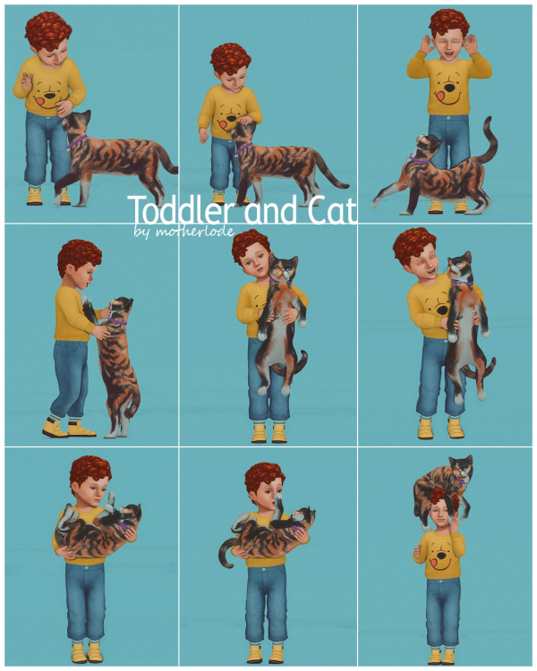 Mix Pose Pack Toddler and Cat by simsfinds - The Sims 4 Custom Content