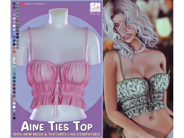 Alpha Aines Top by PEACH - The Sims 4 Custom Content