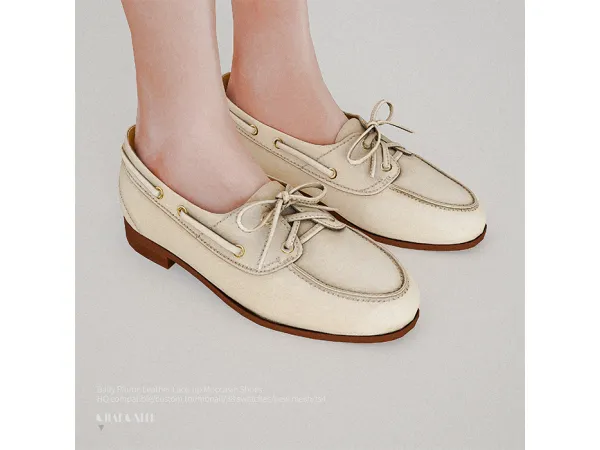 Sims 4 Bally Plume Leather Lace-up Moccasin Shoes by charonlee