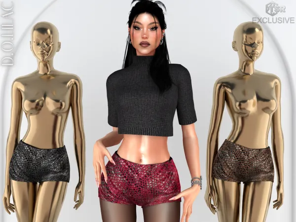 Alpha Micro Leather Shorts DO0974 - The Sims 4 Custom Content