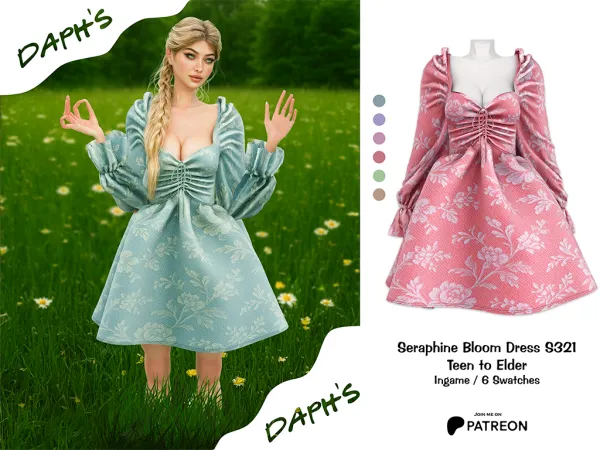 Alpha Daph's Seraphine Bloom Dress S321 - The Sims 4 Custom Content