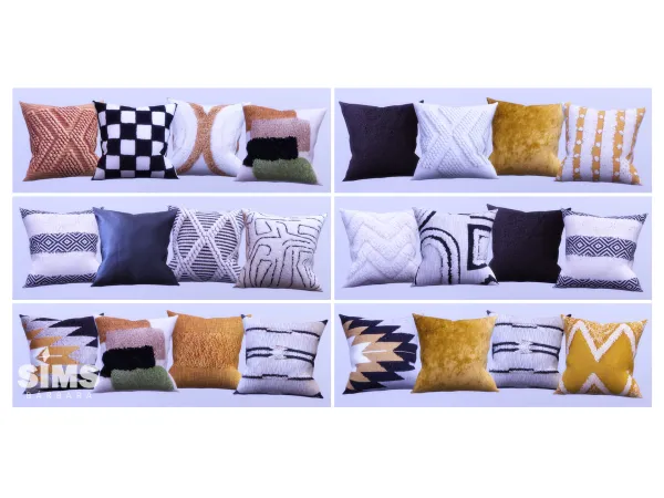 Alpha Super Collection Boho Throw Pillow by BarbaraSims - The Sims 4 Custom Content