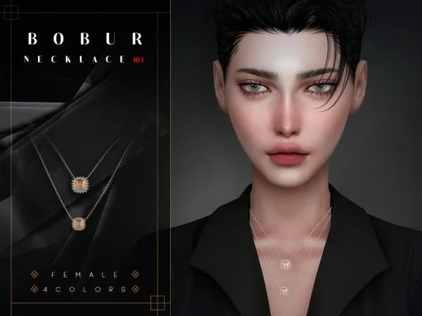 Alpha Double necklace with gems - The Sims 4 Custom Content