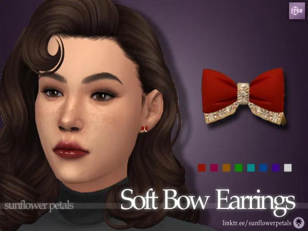 Mix Soft Bow Earrings - The Sims 4 Custom Content