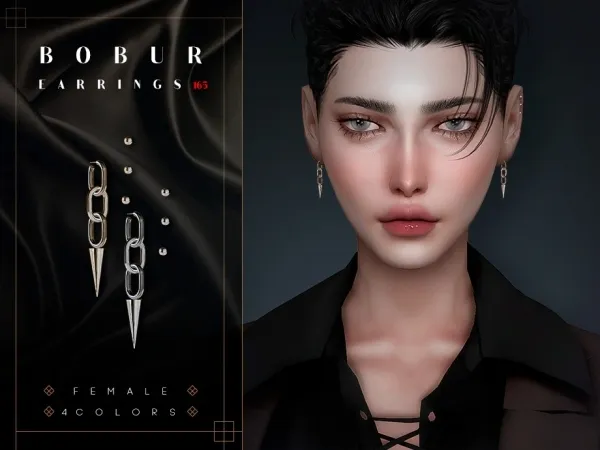 Alpha Punk Chain Earrings - The Sims 4 Custom Content