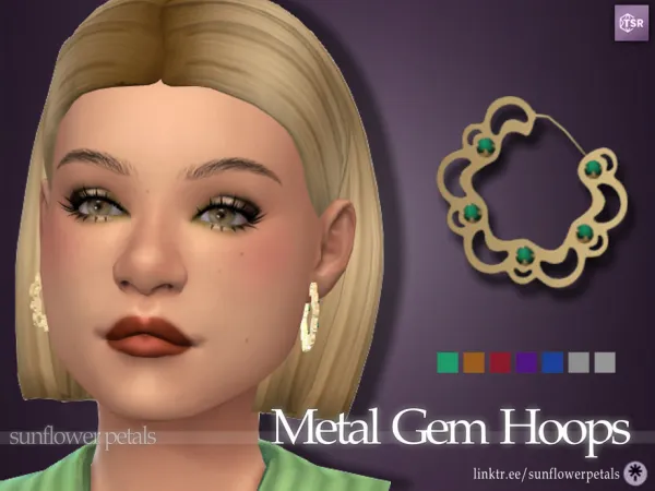 Mix Metal Gem Hoops - The Sims 4 Custom Content