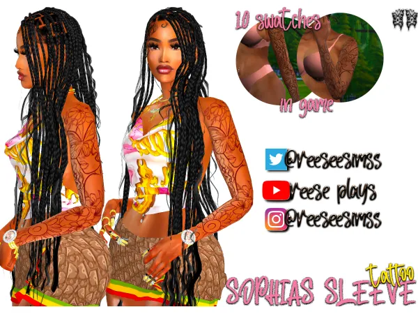 Mix Sophias Sleeve Tattoo by reeseplays - The Sims 4 Custom Content