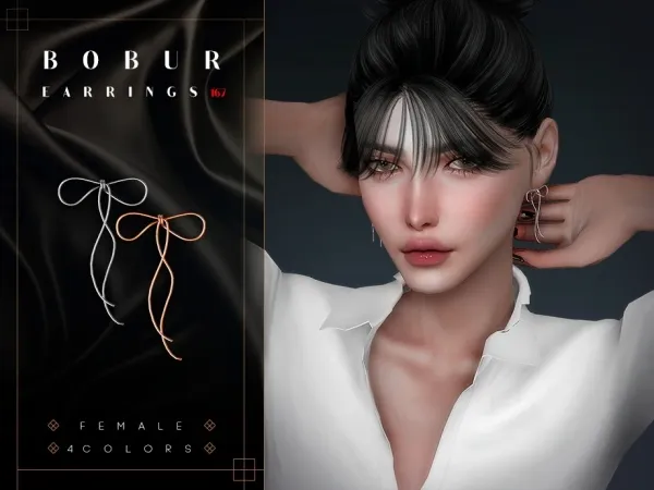 Alpha Bow Earrings - The Sims 4 Custom Content