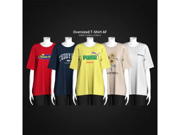 Alpha Oversized T Shirt AF by [Gorilla Gorilla Gorilla] - The Sims 4 Custom Content