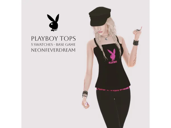Maxis Match PlayBoy Tops by NeonFeverDream - The Sims 4 Custom Content