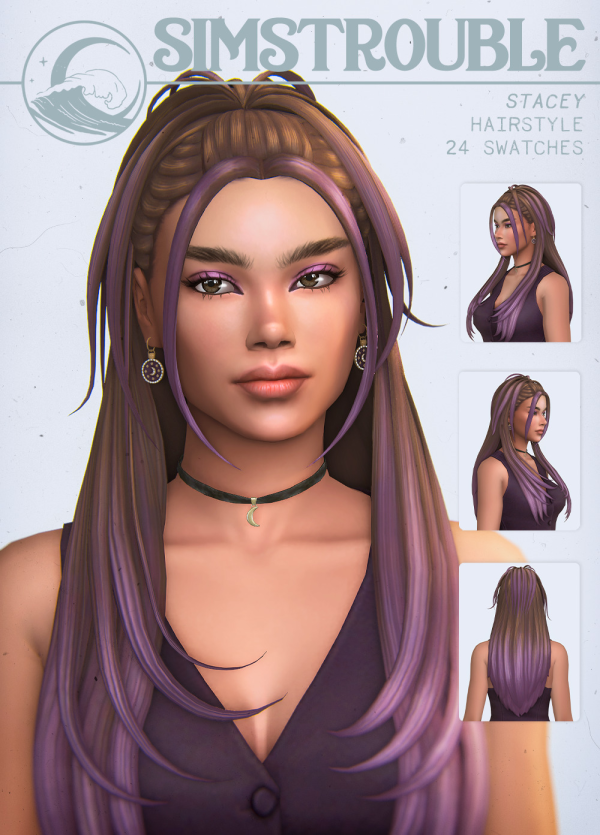 Maxis Match Stacey Hairstyle (3 Versions) by simsfinds - The Sims 4 Custom Content