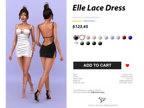 Alpha Elle Lace Dress for Early Access by Nightingale Sims - The Sims 4 Custom Content