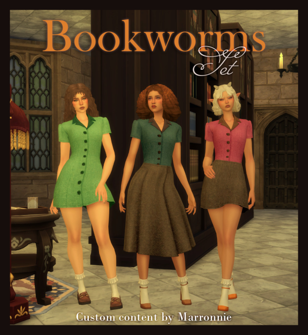 Maxis Match Bookworms Set by simsfinds - The Sims 4 Custom Content
