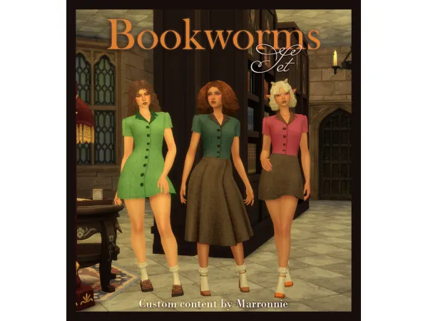 Maxis Match Bookworms Set by Marronnie - The Sims 4 Custom Content