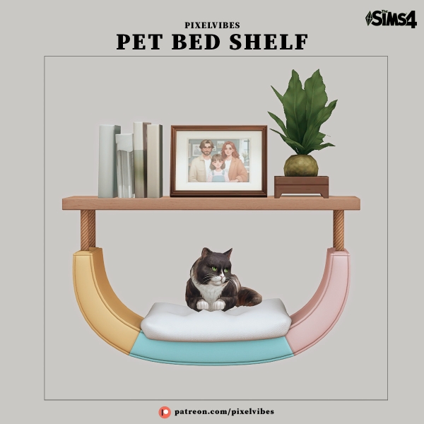 Mix Pet Bed Shelf by pixelvibes - The Sims 4 Custom Content