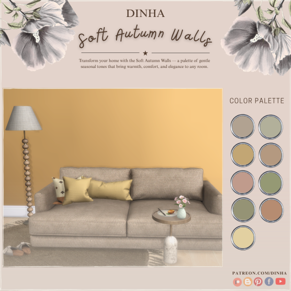 Alpha Soft Autumn Walls by dinhagamer - The Sims 4 Custom Content