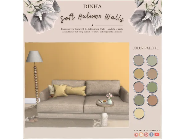 Alpha Soft Autumn Walls - The Sims 4 Custom Content