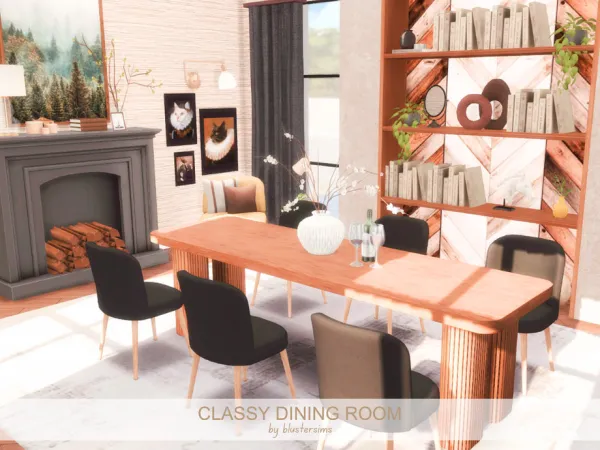Alpha Classy Dining Room by BlusterSims - The Sims 4 Custom Content
