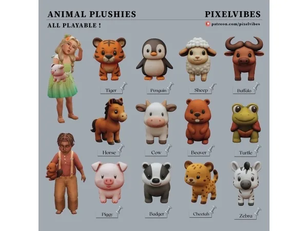 Mix Animal Plushies - The Sims 4 Custom Content