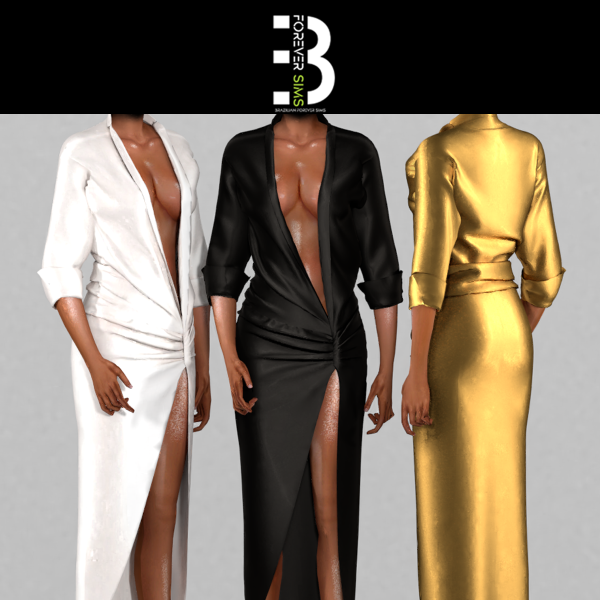 Alpha ELLIE CETIM DRESS by diggoverse - The Sims 4 Custom Content
