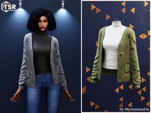 Alpha Turtleneck and wool cardigan by MysteriousOo - The Sims 4 Custom Content