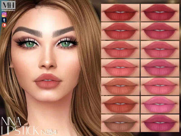 Alpha Nina Lipstick N284 by magichandcc - The Sims 4 Custom Content