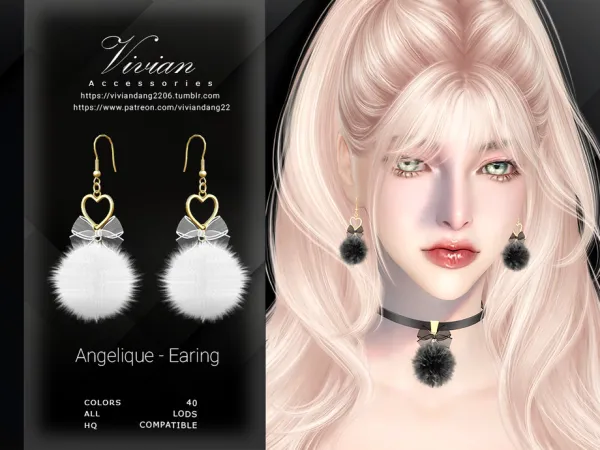 Alpha Angelique Earing by VivianDang - The Sims 4 Custom Content