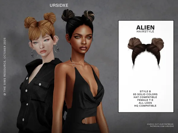 Alpha Alien (Hairstyle) Style B by Ursidxe - The Sims 4 Custom Content