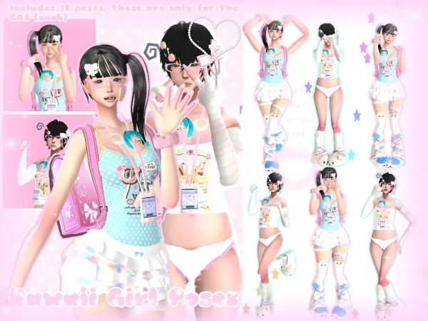 Mix kawaii girl poses by bl00dypawsiezz - The Sims 4 Custom Content