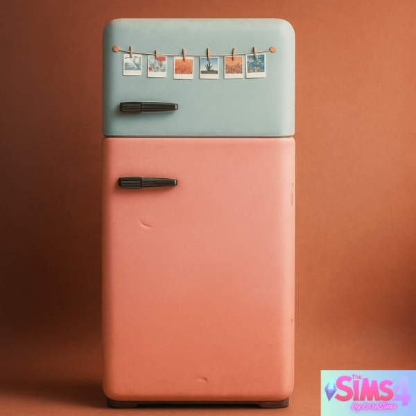 Maxis Match REFRIGERATOR WITH POLAROID PHOTOS by simsfinds - The Sims 4 Custom Content