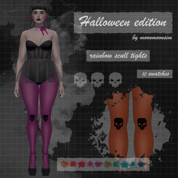 Mix Halloween rainbow scull tights M01 by simsfinds - The Sims 4 Custom Content
