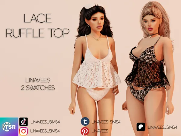 Alpha ROMINA LACE PJ PANTIES by linavees - The Sims 4 Custom Content